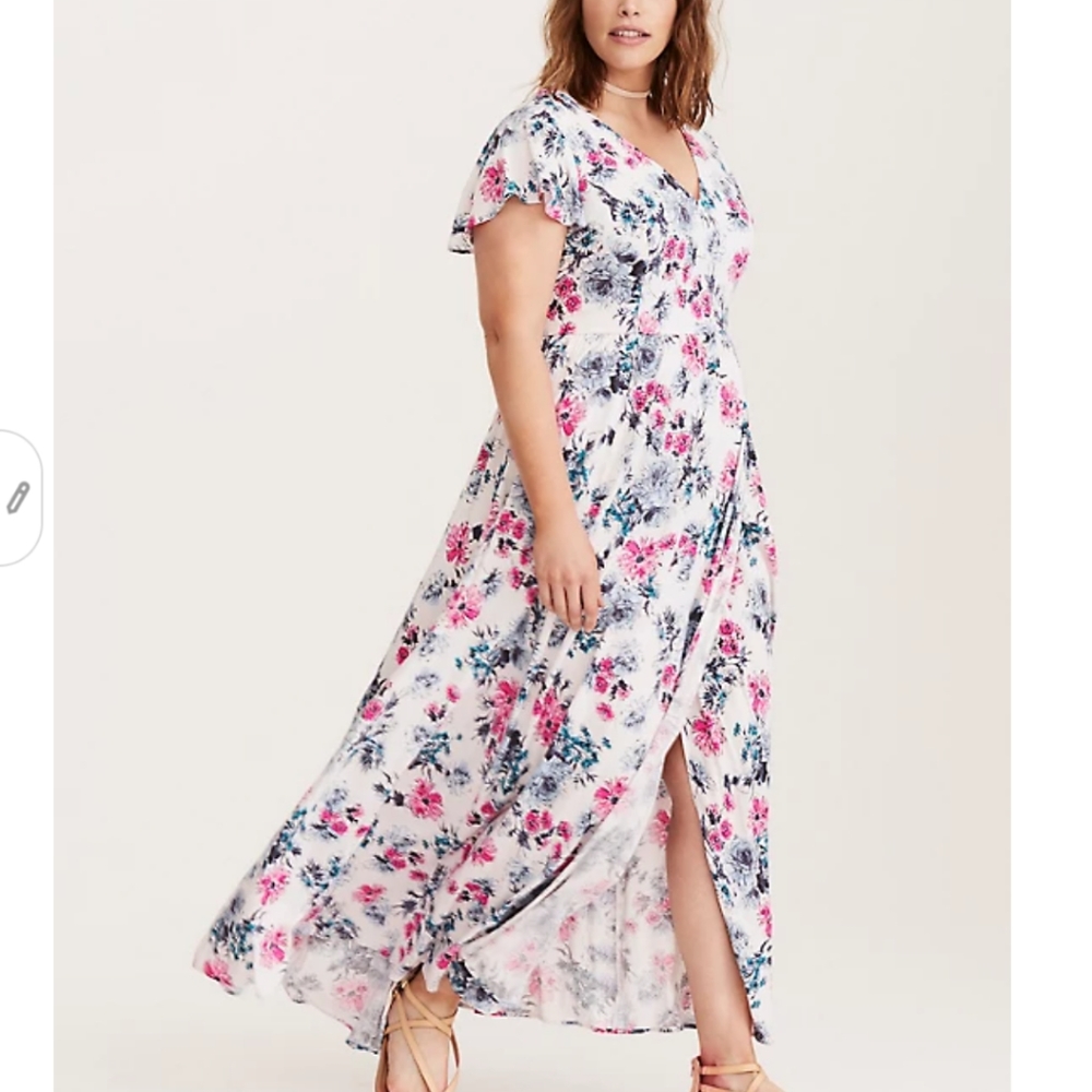 TORRID FLORAL PRINT CHALLIS MAXI DRESS 3X